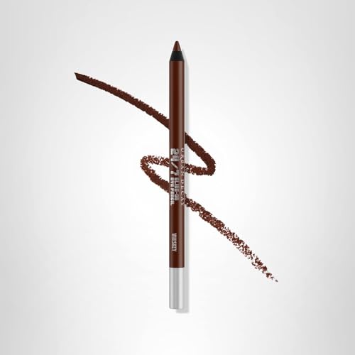URBAN DECAY 24/7 Glide-On Waterproof Eyeliner Pencil - Smudge-Proof, Long-Lasting, Transfer-Proof, Up to 16HR Wear, Smooth No-Tug Formula, Whiskey (Rich Brown Matte) - 0.04 oz