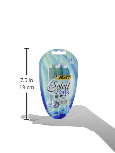 BIC Soleil Comfort 4-Blade Disposable Razors for Women Sensitive Skin Razor for a Smooth and Close Shave, 3 Piece Razor Set (Pack of 2)