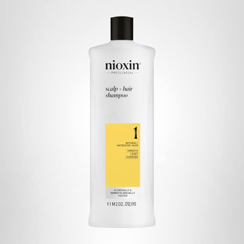 Nioxin Scalp + Hair Thickening System 1 Shampoo| For Natural or Untreated Hair with Light Thinning| With Niacinamide and Biotin| 33.8 Fl oz.