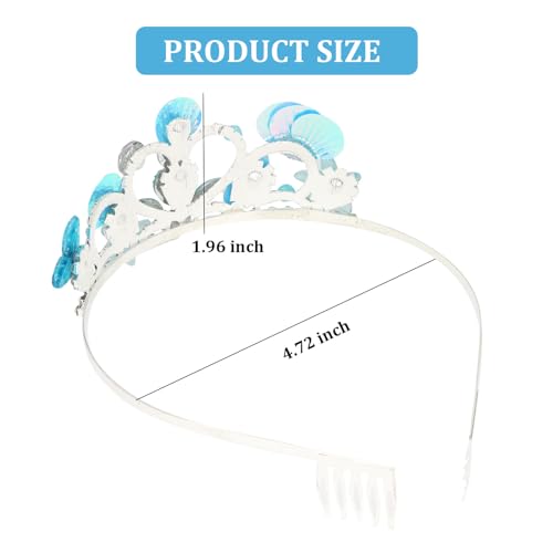 AMCAMI Mermaid Crown Hairband - Blue, for Women's Birthday - Little Mermaid Party Decorations, Hair Accessory with Fish Scales, Comfortable Alloy & Diamond for Mermaid Enthusiasts