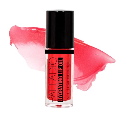 Palladio Hydrating Lip Oil Infused with Hyaluronic Acid, Non-Sticky Formula, Subtle shine with tinted sheer color, liquid lipstick, prevents chapped lips, Vegan & Cruelty-Free | 0.13 Oz. (AS IF!)