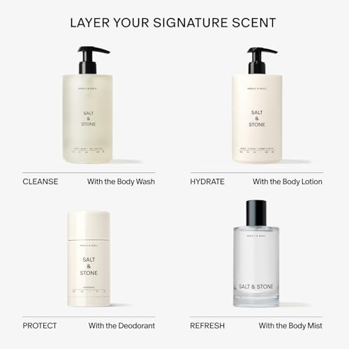 Salt & Stone Body Mist | Bergamot & Hinoki | Skincare Infused Hair & Body Spray for Women and Men | Hydrating Fragrance with Glycerin and Red Algae | Vegan, Cruelty Free, 3.4 fl oz