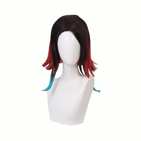 Ticomoco Enmu Cosplay Wig Black Red Blue Short Hair Halloween Costume Party Wig for Men Women