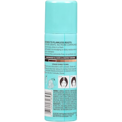 L'Oreal Paris Root Cover Up Temporary Gray Concealer Spray, Hair Color Spray with Filling & Thickening Coverage, Dark Brown, Packaging May Vary
