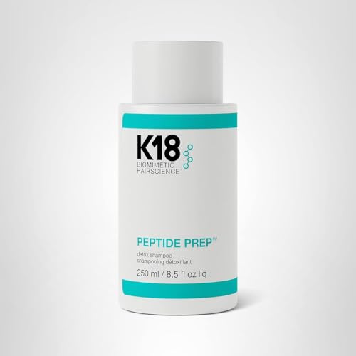 K18 PEPTIDE PREP™ Color-Safe Detox Clarifying Shampoo, Non-Stripping, pH-Optimized Cleanse, Removes Product Buildup, Dirt, Oils & Metals, 8.5 Fl Oz