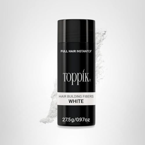 Toppik Hair Building Fibers, White, 27.5g, Fill In Fine or Thinning Hair, Instantly Thicker, Fuller Looking, 9 Shades for Men & Women, Keratin Protein Formula