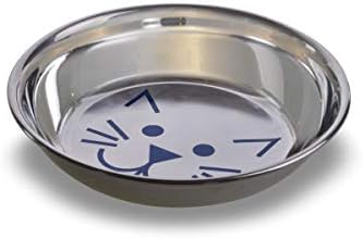 Van Ness Pets Whisker-Friendly Stainless Steel Cat Bowl, Wide Saucer Style Dish, 8 OZ, Natural