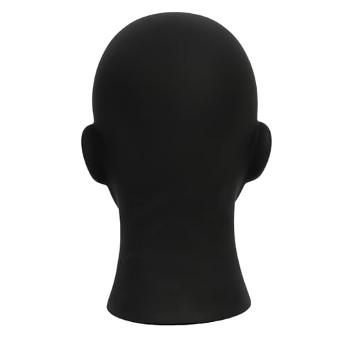YYQXZG Male Mannequin Head Black Professional Mannequin Head PVC Mannequin Head Display for Glasses,Hat,Game Console,Wigs,Headphone (Matte black)