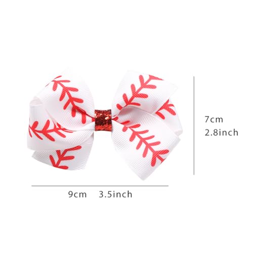 Hair Clips, Ring Tie, and Cheer Bow for White Softball BBG47 (B1-Hair Clips)