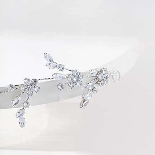 Bride Wedding Fairy Rhinestone Headband - Hair Accessories Headpiece Party Jewelry Women (Silver Pearl)