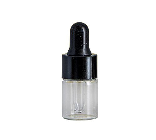 Wresty 2ml(5/8 Dram) Small Mini 15 Pcs Clear Glass Dropper Bottles Essential Oil Vials Travel Refillable DIY Cosmetic Sample Container Liquid Perfume Eye Droppers Bottle (black cap)