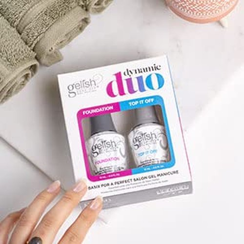Gelish Dynamic Duo - Foundation Base & Top It Off Sealer Gel Set | Long-Lasting High-Shine Finish, 15mL Each