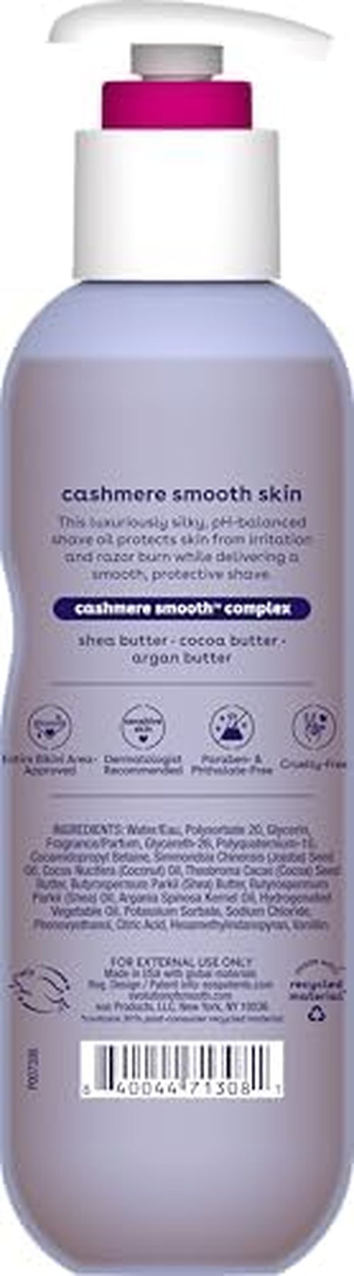 eos Cashmere Shave Oil – Vanilla Cashmere, Moisturizing Shave Oil with Shea Butter & Glycerin, Helps Prevents Irritation & Razor Burn, Vegan, 6 fl oz