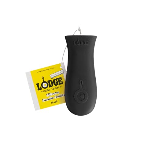 Lodge Silicone Hot Handle Holder - Dishwasher Safe Hot Handle Holder Designed for Lodge Cast Iron Skillets 9 Inches+ w/Keyhole Handle - Reusable Heat Protection Up to 500° - Black