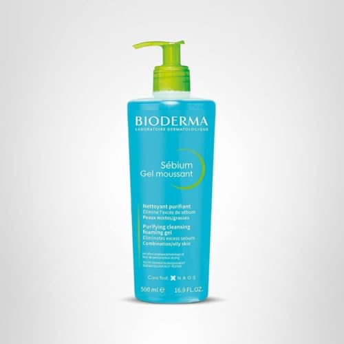 Bioderma Sébium Foaming Gel Gentle Face Cleanser Tube, Makeup Removing Cleanser, Skin Purifying Face Wash for Combination to Oily Skin, Travel Size 3.3 Fl Oz