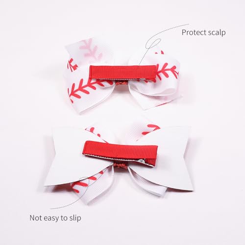 Hair Clips, Ring Tie, and Cheer Bow for White Softball BBG47 (B1-Hair Clips)