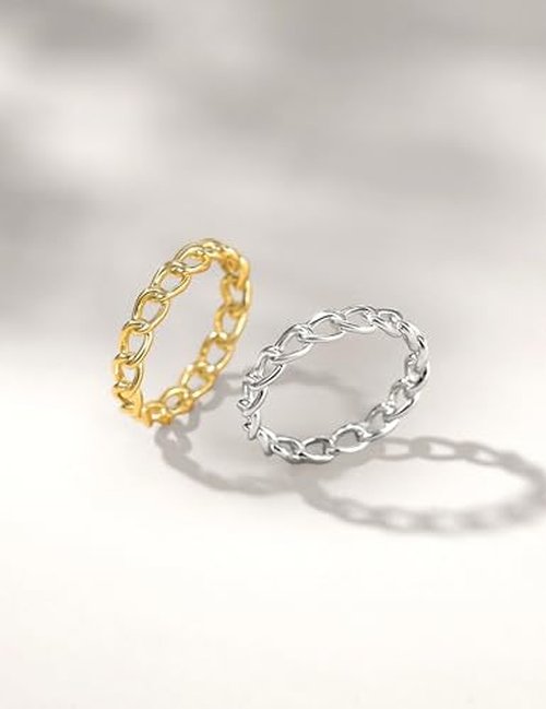 Mameloly 3.8mm Wedding Bands for Women Stackable Open Chain Link Promise Engagement Rings for Her Size 11