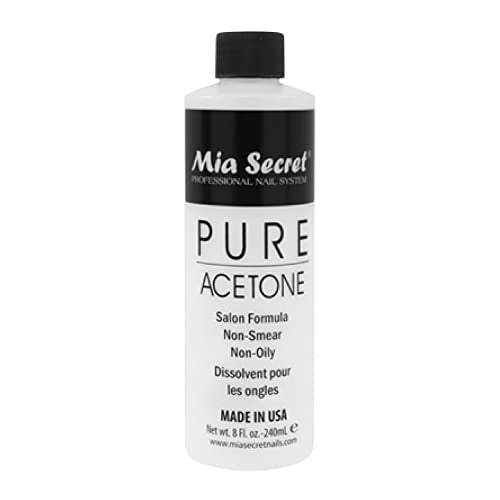 Mia Secret Nail Polish Remover, 100% Pure Acetone, 4 Fl. Oz. Safe and Gentle Cuticle Remover Liquid, Quick and Effective Formula, For Natural, Acrylic, and Sculptured Nails,