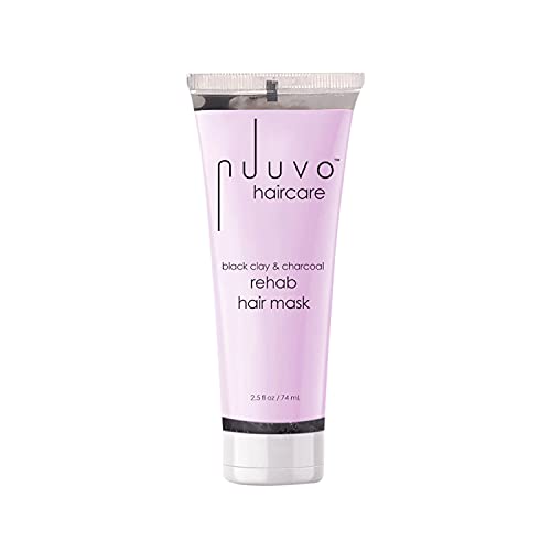 Nuuvo Haircare Black Clay & Charcoal Rehab Hair Mask – 2.5oz, Deep Conditioning Hair Mask Treatment with Aloe Vera, Repairs Damage Hair, Restores Moisture & Shine, All Hair Types, Color Safe