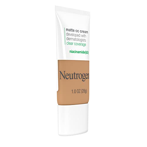 Neutrogena Clear Coverage Flawless Matte CC Cream, Full-Coverage Color Correcting Cream Face Makeup with Niacinamide (b3), Hypoallergenic, Oil Free &-Fragrance Free, Butterscotch, 1 oz