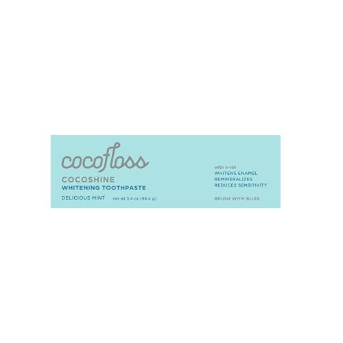 Cocofloss Cocoshine Whitening Toothpaste, Remineralize & Repair Sensitive Teeth, Fluoride-Free with n-HA, Kid-Friendly, Delicious Mint, 3.4 oz