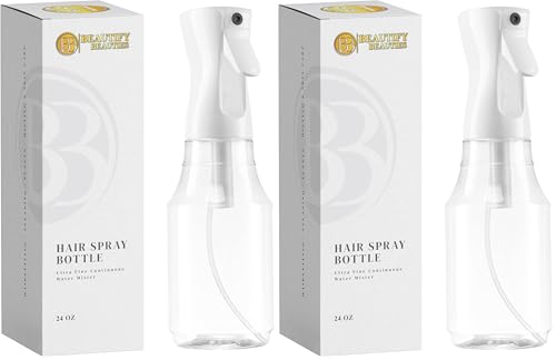 BeautifyBeauties Hair Spray Bottle – Ultra Fine Continuous Water Mister for Hairstyling, Cleaning, Plants, Misting & Skin Care (Black, 6.8 Ounces)