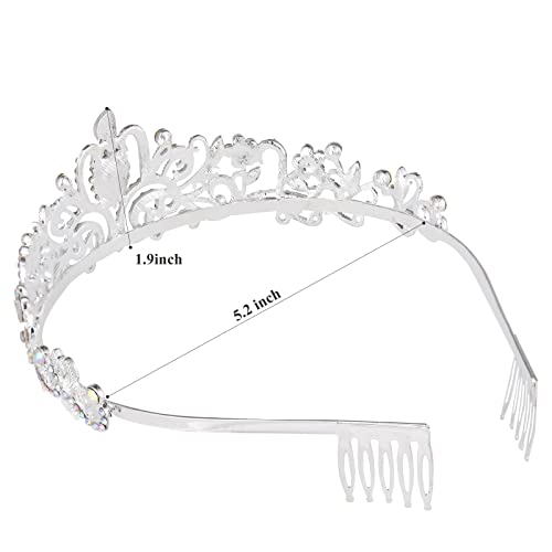 Sparkling Crystal Princess Tiaras for Women Crown Queen Fashion Headband for Wedding Birthday Bride Bridal Prom Party Valentines Mothers Day Gifts AB Silver