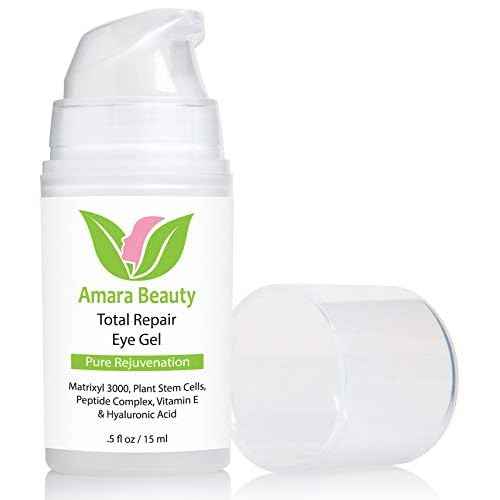 Amara Beauty Eye Cream Gel for Dark Circles and Puffiness with Peptides & Hyaluronic Acid, 0.5 fl. oz.