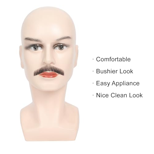 Parceria Fake Beard, Theatrical Grade Lace Backing Fake Mustache, Soft Human Hair Hand Knotted Men Adults Realistic Beard Costume for Holiday, Theater, Drama, Costume Parties and more (Black)
