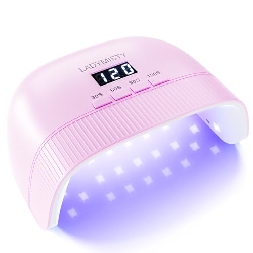 LadyMisty UV Nail Lamp - Fast Drying, UV Light for Gel Nails with 30 Dual Lamp Beads, 4 Timer, LCD Display, Energy Efficient LED Nail Light for Home & Salon Purple