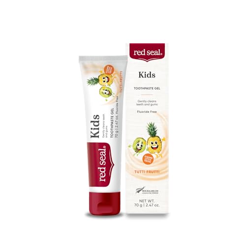 Red Seal Kids Toothpaste - Tutti Frutti Flavor, Fluoride Free, No Synthetic Colors, Paraben & SLS-Free, Vegan, Cruelty-Free, NATRUE Certified - Ideal for Parents Seeking Natural Oral Care, 2.47oz