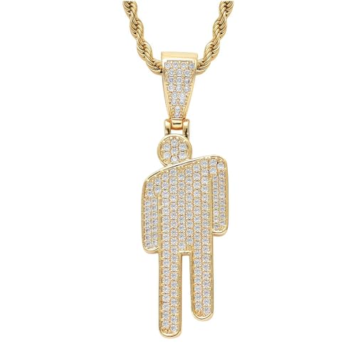 Liiusgelad Couple Crooked Head Zircon Hipster Necklace（gold）