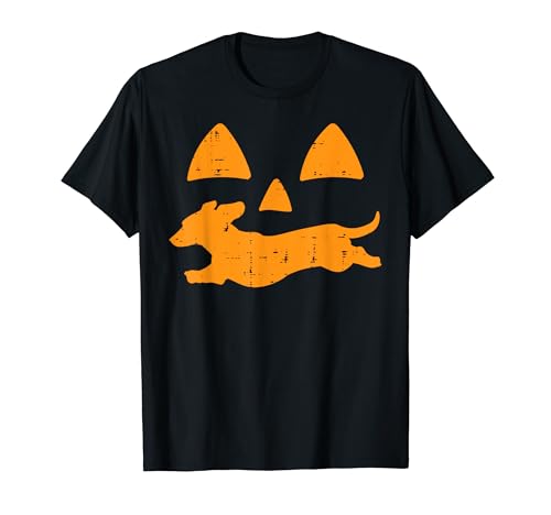 Pumpkin Eyes Dachshund Funny Halloween Jack O Lantern Dog T-Shirt