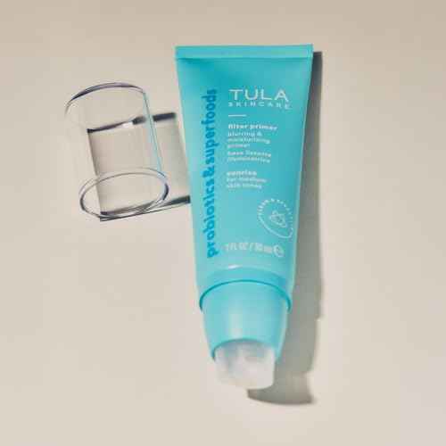 TULA Skin Care Face Filter Blurring and Moisturizing Primer - Sunrise, Evens the Appearance of Skin Tone & Redness, Hydrates & Improves Makeup Wear, 1fl oz