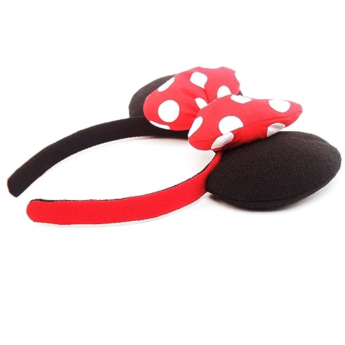 Jing xin Golden Mouse Ears Headbands, 1 PCS Pu Mouse Ears for Women Girls,Glitter Bow Headbands Themed Park Ears Cosplay Accessories