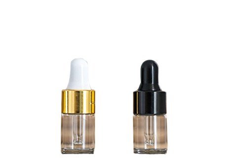Wresty 2ml(5/8 Dram) Small Mini 15 Pcs Clear Glass Dropper Bottles Essential Oil Vials Travel Refillable DIY Cosmetic Sample Container Liquid Perfume Eye Droppers Bottle (black cap)
