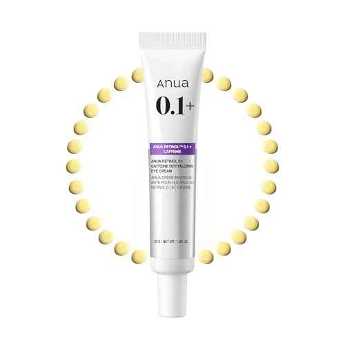 ANUA Retinol 0.1 Caffeine Revitalizing Eye Cream, Under Eye Cream For Hydration, Glow Up Eye Contour, Niacinamide, Retinol For Face, Night Cream For Eye Care, Korean Skin Care (30g/1.05oz)