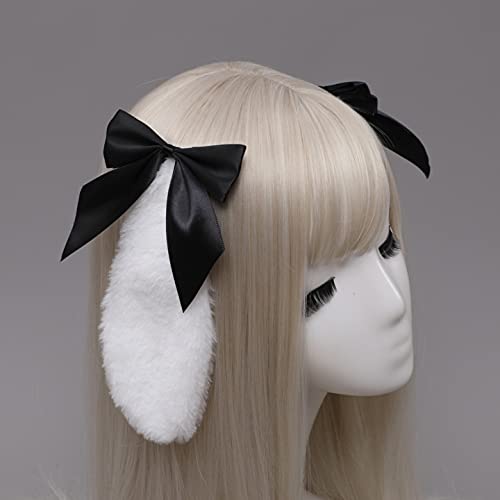 Fxaelian Cosplay Black Rabbit Bunny Long Ears Headband Hairband Hair Clips Hair Hoop Headpeice Halloween Easter Costume Party Headpiece Headwear Hair Accessories Black