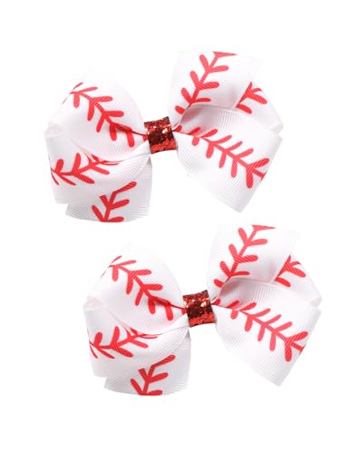 Hair Clips, Ring Tie, and Cheer Bow for White Softball BBG47 (B1-Hair Clips)