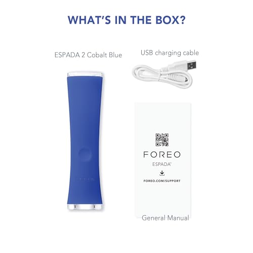 Foreo ESPADA 2 LED Light Device - Blemish Treatment Skincare Device - Medical-grade Silicone - Scar Treatment for Face - Pimple & Blemish Removal - FDA cleared - Cobalt Blue