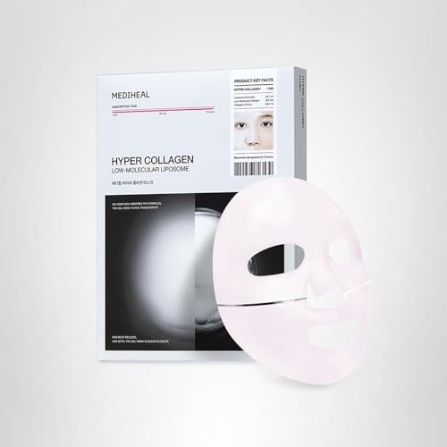 Mediheal Hyper Collagen - Collagen Real Deep Mask, Overnight Firming & Hydrating Gel Mask, Pore Appearance Refining, Plumping & Elasticity Care, Korean Skincare (4ea)