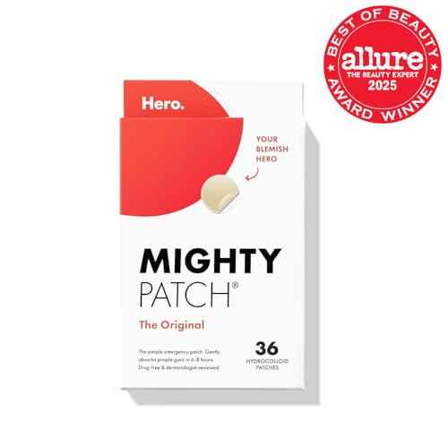 Mighty Patch¢â Original patch from Hero Cosmetics ? The #1 Hydrocolloid Acne Pimple Patch for Shrinking Zits and Whiteheads in 1 use; Nighttime Spot Stickers for Face and Skin (36 Count)