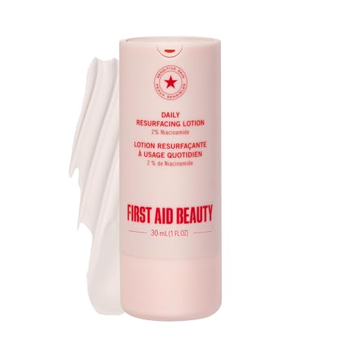 First Aid Beauty - KP Smoothing + Brightening Body Lotion with 10% AHA, Lactic Acid, Urea + Colloidal Oatmeal, Exfoliate & Moisturize, Banish Keratosis Pilaris Bumps, NEW Peach Scent (6. 7 fl oz)