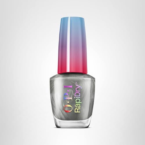 OPI RapiDry A Silver of a Sec | Opaque Bright Silver Metallic Quick Dry Nail Polish | Vegan, Smudge Proof, Fast Drying