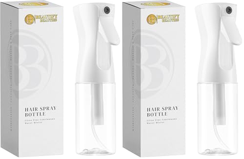BeautifyBeauties Hair Spray Bottle – Ultra Fine Continuous Water Mister for Hairstyling, Cleaning, Plants, Misting & Skin Care (Black, 6.8 Ounces)