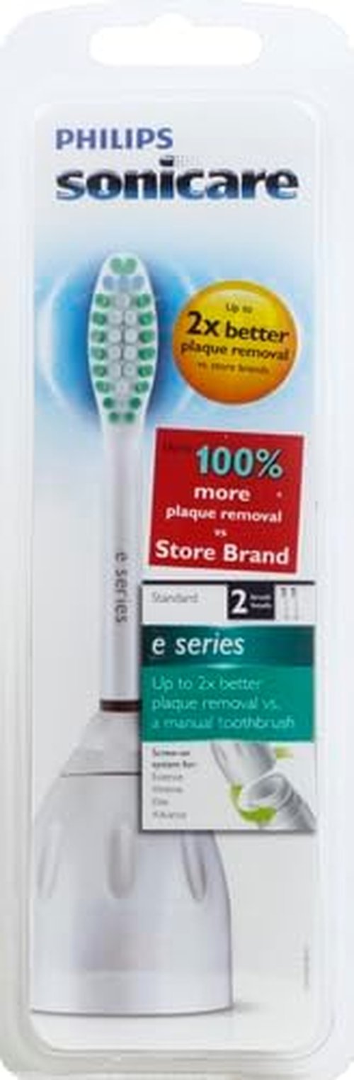 Philips Sonicare E-Series Replacement Toothbrush Heads - 2 Pack, White, HX7022/66 for Superior Oral Care