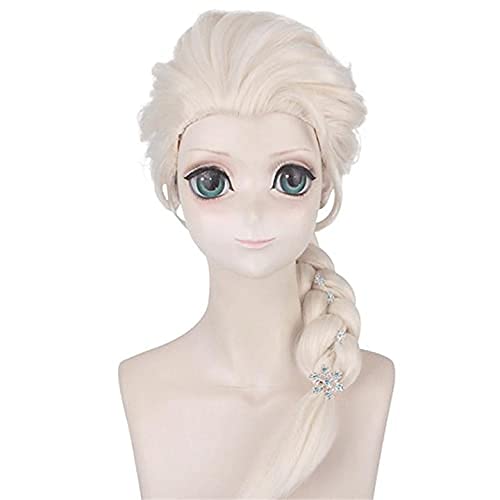 Women's Long Blonde Braided Elsa Wig Halloween Cosplay Wig Costume Party (For Adults)