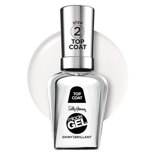 Sally Hansen Miracle Gel Nail Polish Super Volume Builder Top Coat | Salon Quality, Gel-Like Formula, Two-Step System, No UV Light Needed, Long Lasting | Sheer, Glossy
