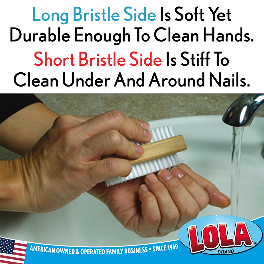 Heavy Duty Hand & Nail Brush Set - Double-Sided Wooden Handle for Cleaning and Nail Care