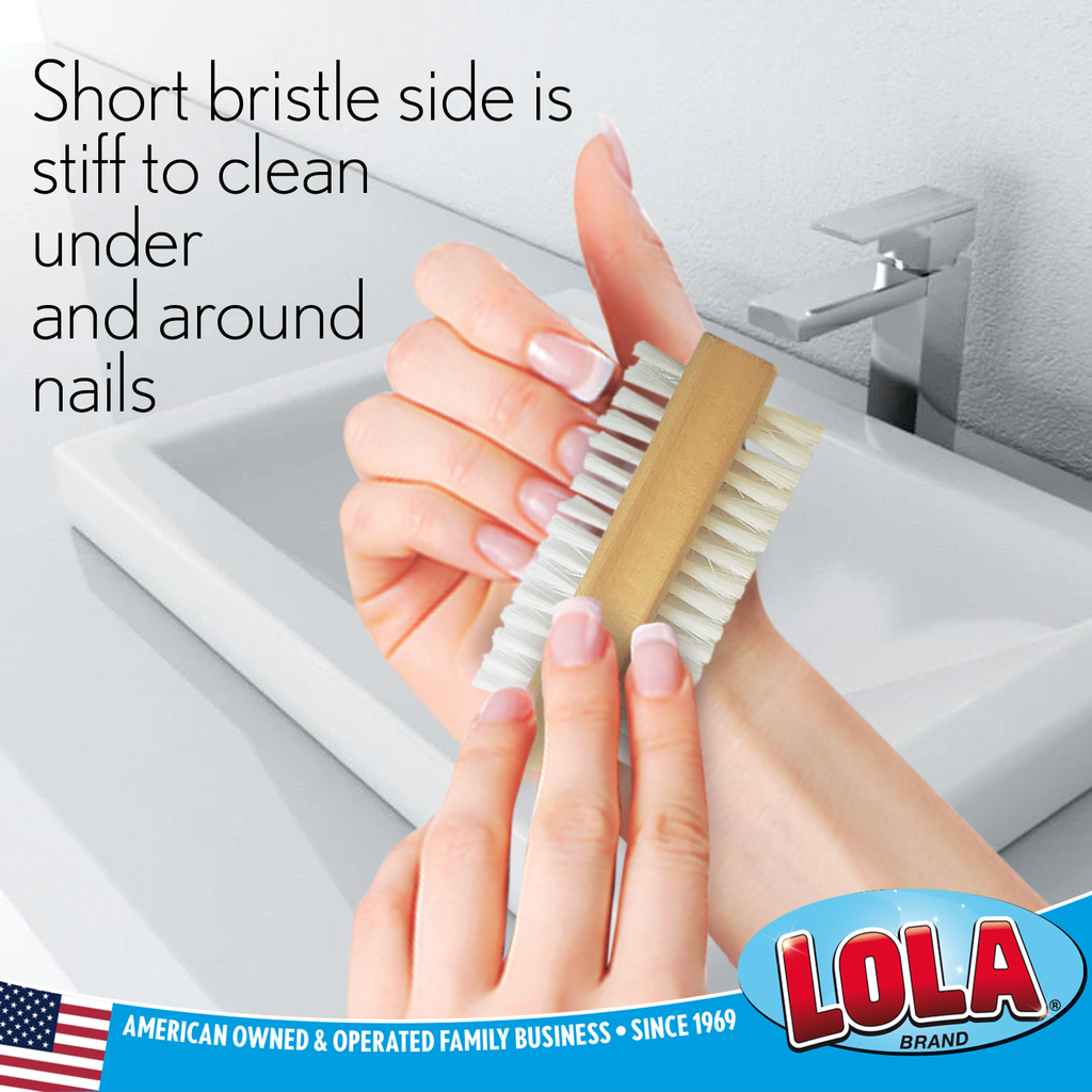 Heavy Duty Hand & Nail Brush Set - Double-Sided Wooden Handle for Cleaning and Nail Care